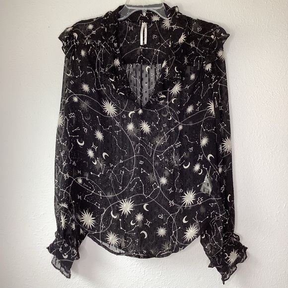 Anthropologie Celestial Puff Sleeve Top Med - Picture 5 of 13